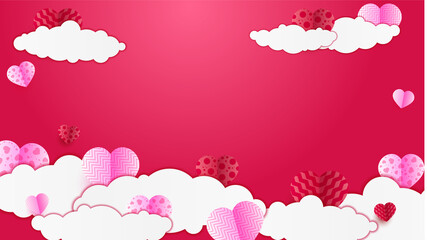 valentine's day Red Pink Papercut style design background