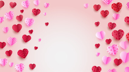 Happy valentine's day Red Pink Papercut style design background