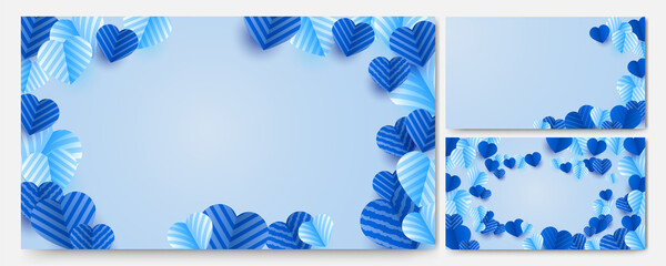 Happy valentine's Blue Papercut style design background