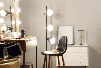 Modern interior of stylish makeup room