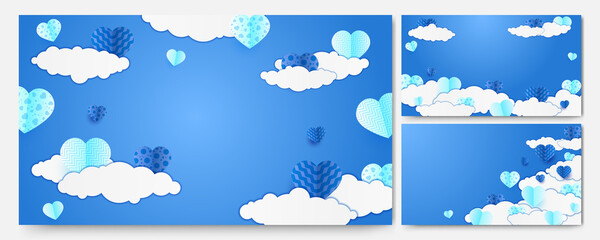 valentine's day blue Papercut style design background