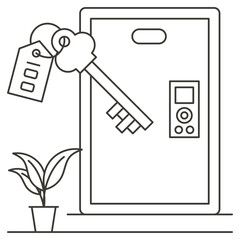 Electronic Locking System Concept, open or lock the door Vector Icon Design, Hotel and Motel Services Symbol, Vacations Rental Sign, Restaurant Supplies Stock Illustration