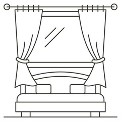 cosy furnished bedroom Concept, Bedding Duvet Cover Set with Decorative Throw Pillow Vector Icon Design, Hotel and Motel Services Symbol, Vacation Rental Sign, Restaurant Supplies Stock Illustration