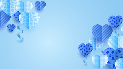 Happy valentine's day Blue Papercut style design background