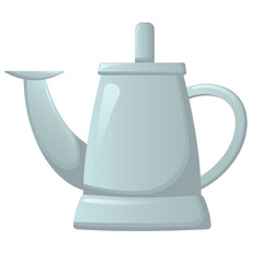 Metal garden watering can in a flat style isolated on a white background. Vector illustration of a watering can for the garden. Colorful illustration of garden and flower care tools