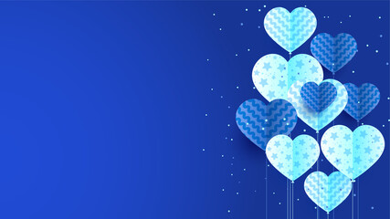 Beautiful valentine's day Blue Papercut style design background
