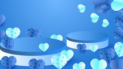 Happy valentine's day Blue 3d Papercut style design background