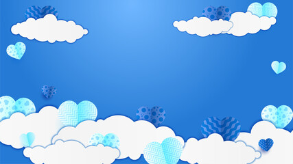 valentine's day blue Papercut style design background