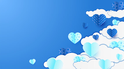 valentine's day blue Papercut style design background