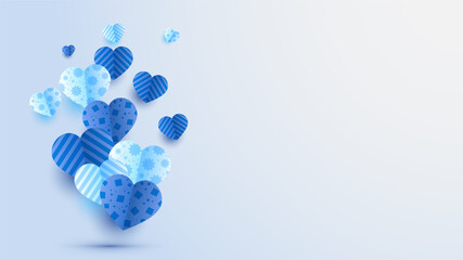 Love valentine's day Blue Papercut style design background