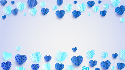 Happy valentine's day blue Papercut style design background
