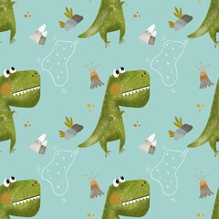 seamless pattern with dinosaurs 
