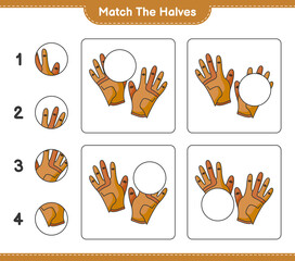 Match the halves. Match halves of Golf Gloves. Educational children game, printable worksheet, vector illustration