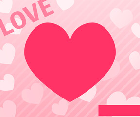 バレンタインデーのセールバナー、ピンクのハート　文字なし　300x250