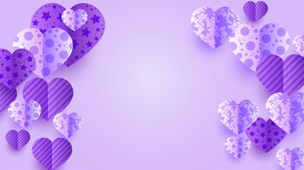 Valentine's purple Papercut style design background
