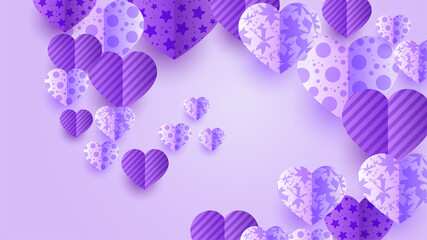 Valentine's purple Papercut style design background