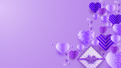 Obraz na płótnie Canvas Happy valentine's day purple Papercut style design background