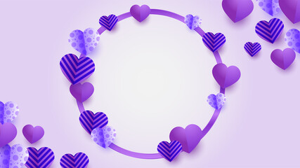Beautiful valentine's day purple Papercut style design background
