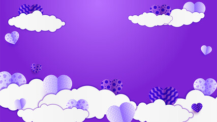 valentine's day purple Papercut style design background
