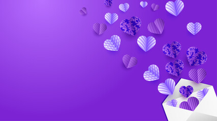 valentine's gift purple Papercut style design background