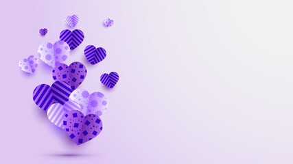 Obraz na płótnie Canvas Love valentine's day purple Papercut style design background
