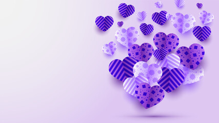Love valentine's day purple Papercut style design background