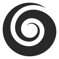 Black round curl icon. Retro hypnotic shape