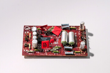 Old soviet microcircuit on a white