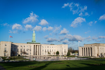 Waltham Forest Town Hall, a Grade II Listed Building, built in 1942 in Stripped Classicism...