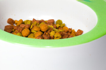 Cat food jar with green accents