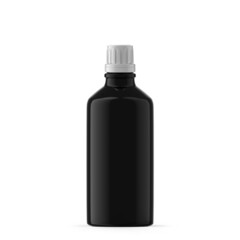 100ml 3 oz black glass essential oil bottle. Isolated
