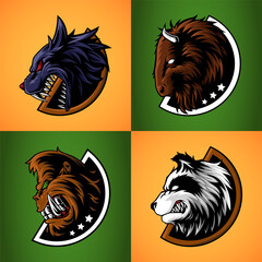Fierce wild animal emblems bundle
