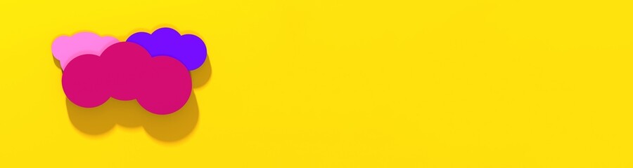 Abstract drawing. Clouds with shadows of pastel shades on yellow background. Clouds against yellow sky. Banner for insertion into site. 3d image. 3D rendering.