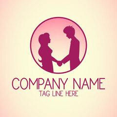 Logo template of lovers silhouette