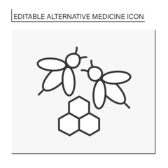  Treatment line icon. Beeswax is for lowering cholesterol and relieving pain.Alternative medicine concept. Isolated vector illustration. Editable stroke