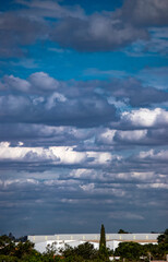 blue sky with contrasting clouds