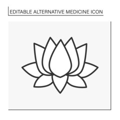  Nature line icon. Lotus flower.Alternative medicine concept. Isolated vector illustration. Editable stroke