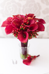 Bride's bouquet from red callas