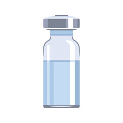 Fototapeta premium Medical vial isolated on white background. Vector cartoon flat illustration of glass ampoule with drug or vaccine.