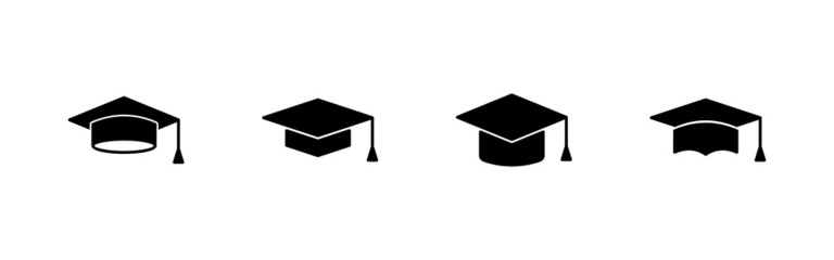 Education icon set. Graduation cap sign and symbol. Graduate. Students cap