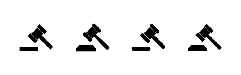 Gavel icons set. judge gavel sign and symbol. law icon. auction hammer