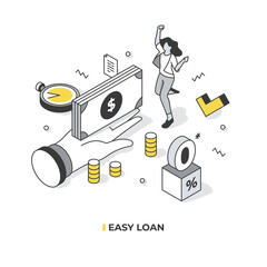 Easy Loan Isometric Illustration - obrazy, fototapety, plakaty