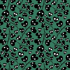 Seamless cartoon pattern with valentine leaves for fabrics and textiles