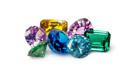 Fotobehang Edelsteen Natural Sapphire gemstone, Jewel or gems on white background  © byjeng
