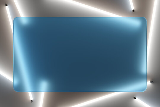frosted glass with neon tubes background