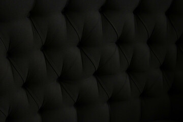 Black velour background with quilted upholstery in Chesterfield style close-up
