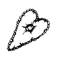 Textile heart. Vector clipart. Hand drawn