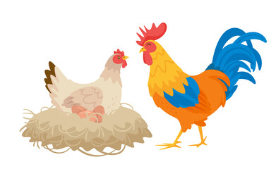 Chicken hapy famyily. Chick in the nest