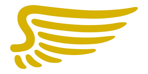 Angel wing. Dove bird symbol. Golden insignia