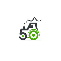Tractor combination with numbers 50, company logo design.